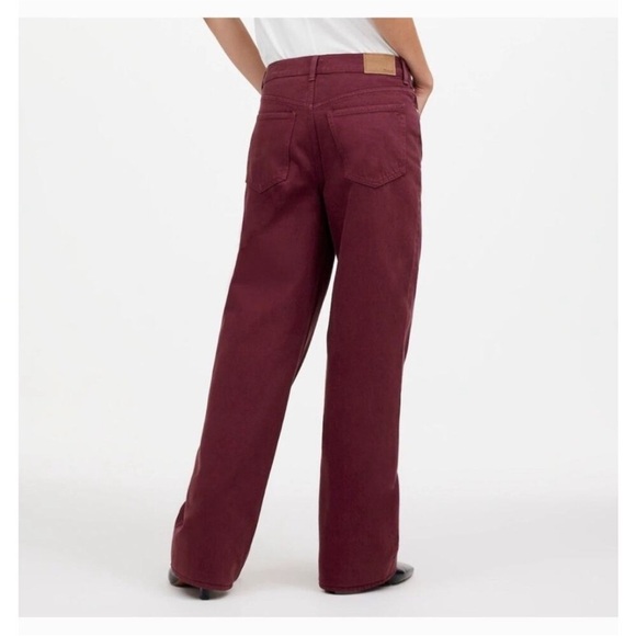 Madewell Low Slung Baggy Jeans in Bordeaux Garment Dyed Burgundy Size 26 $148 - Picture 2 of 7